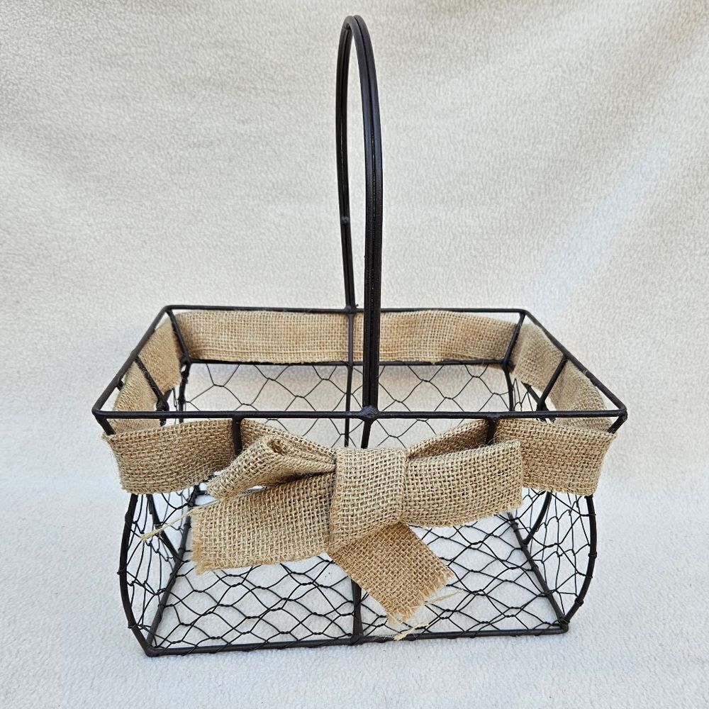 Large Bronze Metal Basket With Handle